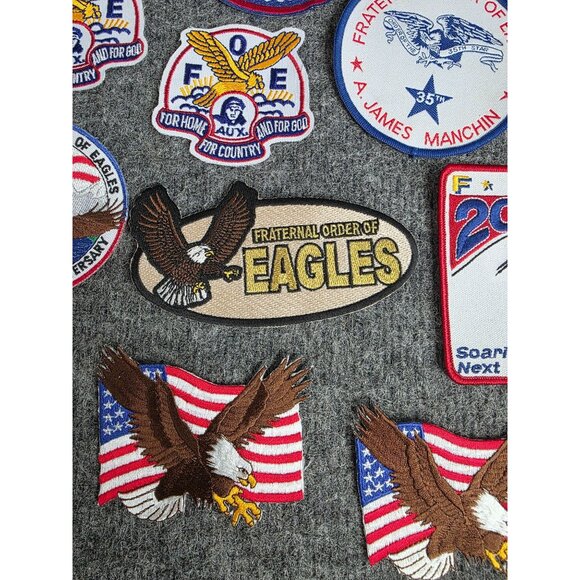 Fraternal Order Of Eagles FOE Patch Lot Embroidered Design Auxiliary Eagle Flags - Picture 4 of 7